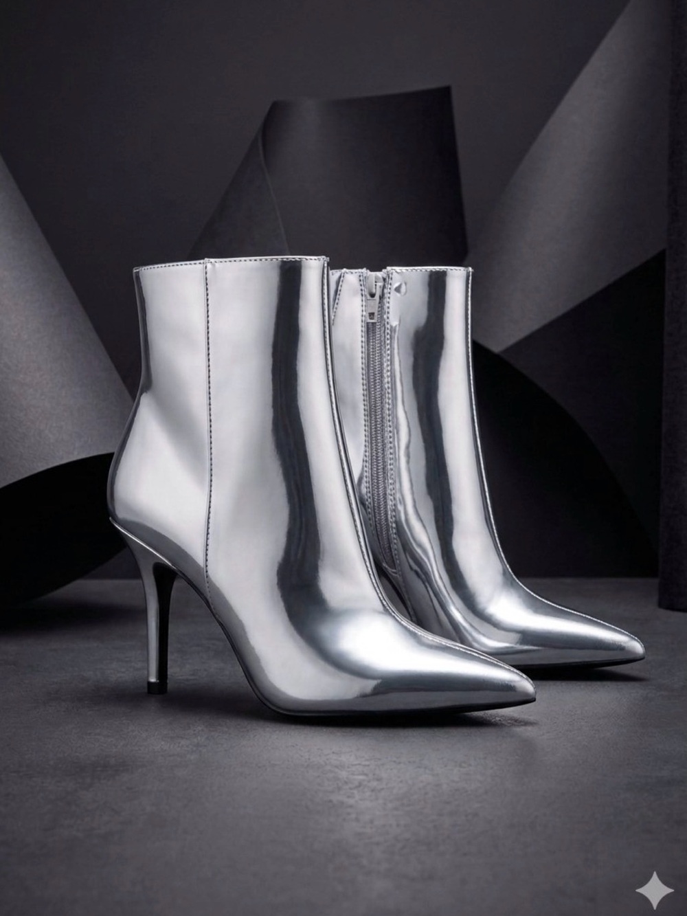 INC Silver Metallic Pointed-Toe Holland Ankle Boots - Size 7.5